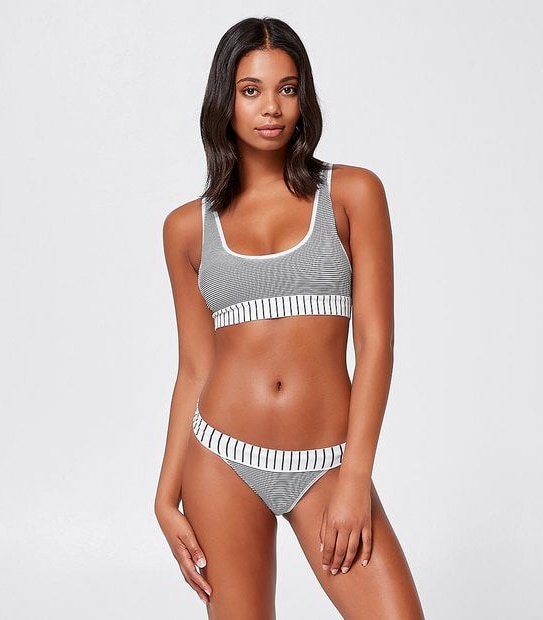 Lily Loves Crop Bra - White/Black Stripe