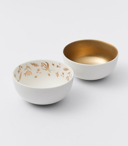 Set of 2 Gold Rim Bowls
