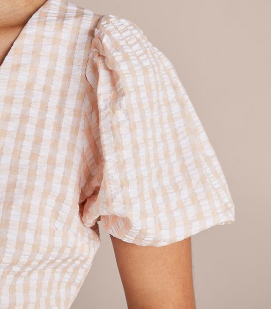 Lily Loves Puff Sleeve Gingham Midi Dress