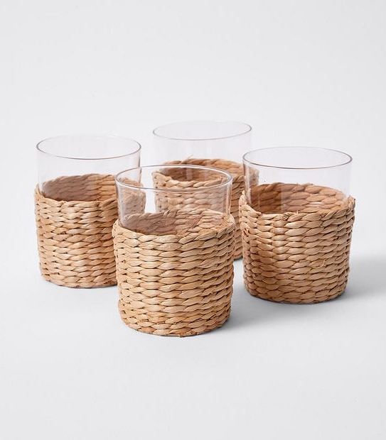 4 Pack Rattan Sleeve Glass Tumblers