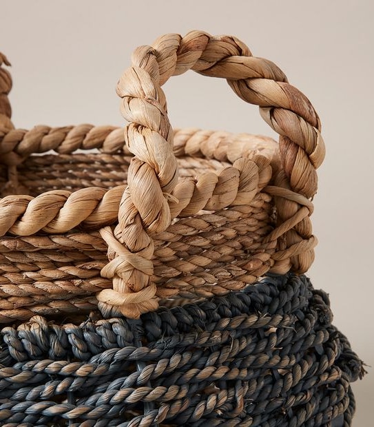Blue Seagrass Round Basket - Small