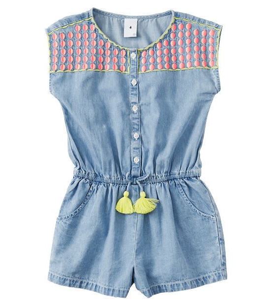 Chambray Embroidered Playsuit