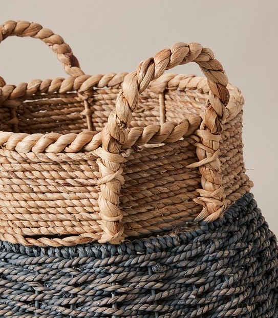 Blue Seagrass Round Basket - Large
