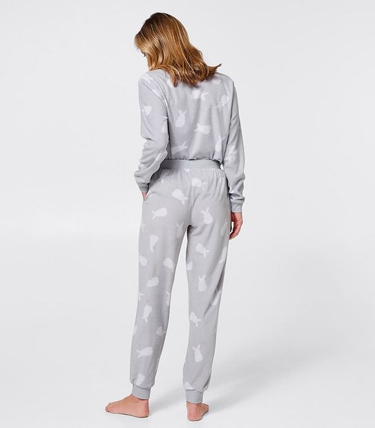 Snuggle Microfleece Cuffed Sleep Pants - Grey Bunny Print