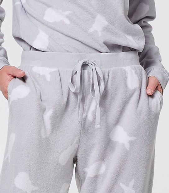 Snuggle Microfleece Cuffed Sleep Pants - Grey Bunny Print