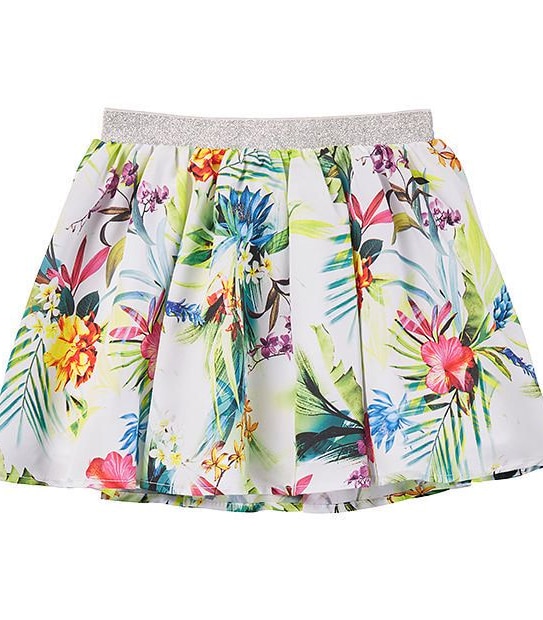 Tropical Print Glitter Waist Skirt