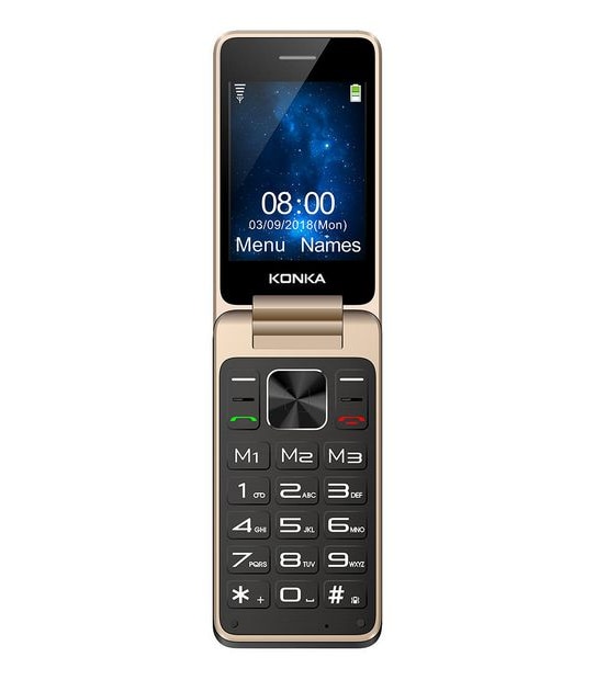 Konka FP1 Unlocked Mobile Phone -  Black/Gold