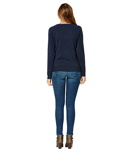 Cashmere Feel V-Neck Jumper - Navy