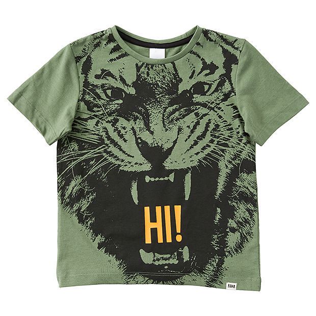 Short Sleeve Tiger 'Hi!' Print T-Shirt 
