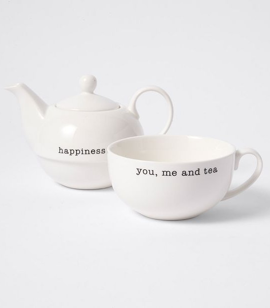 Printed Stackable Tea Cup & Pot Set