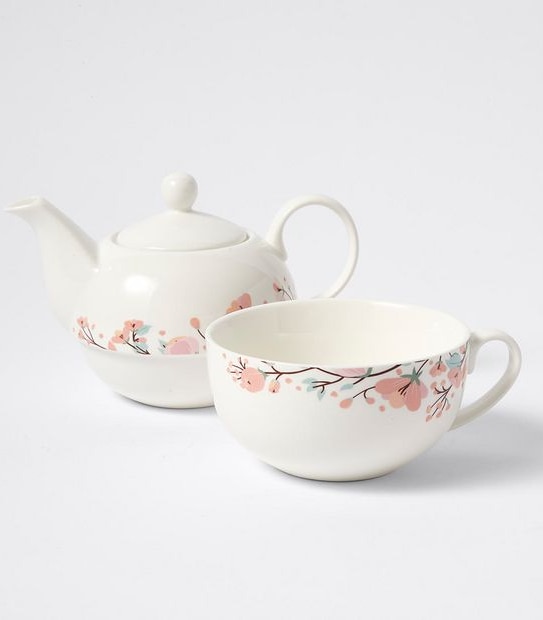 Floral Stackable Tea Cup & Pot Set