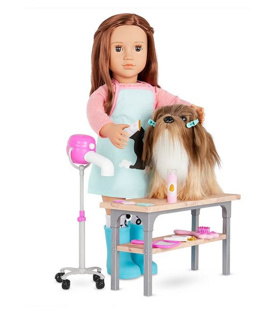 Our Generation 6" Hair Play Dog Lhasa Apso Pup & Accessory Set