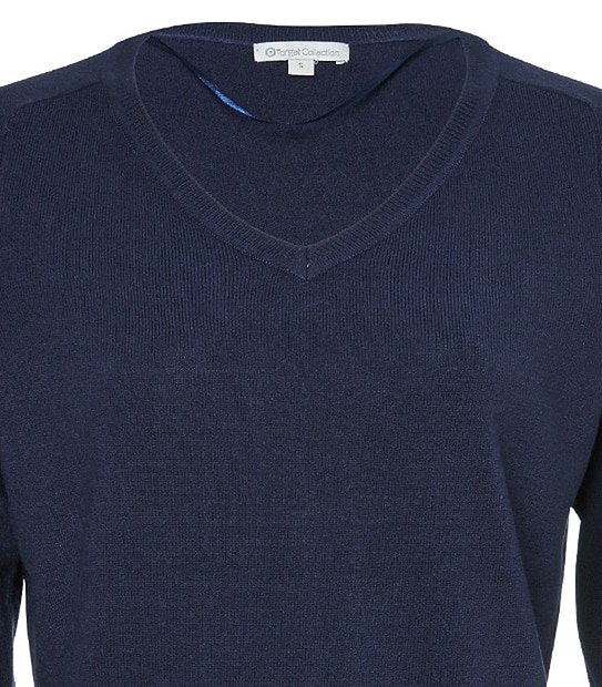 Cashmere Feel V-Neck Jumper - Navy