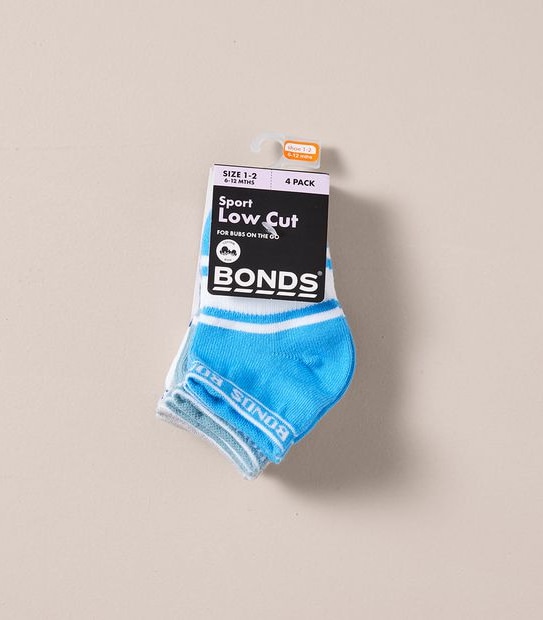 4 Pack Bonds Baby Sport Low Cut Socks