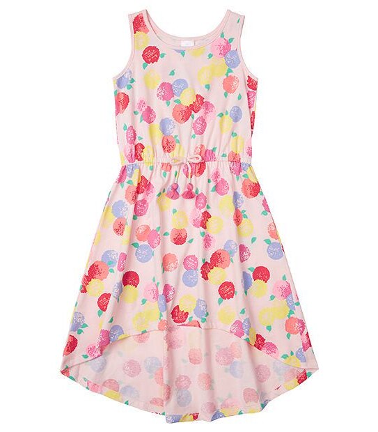 Sleeveless Floral Print High-Low Dress