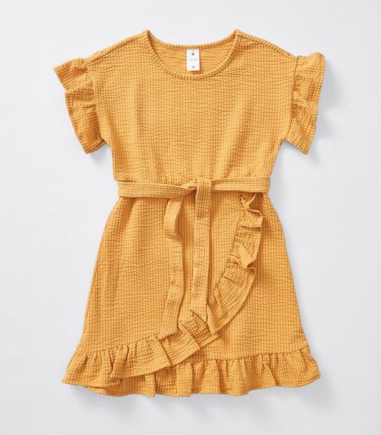 Textured Rib Faux Wrap Dress
