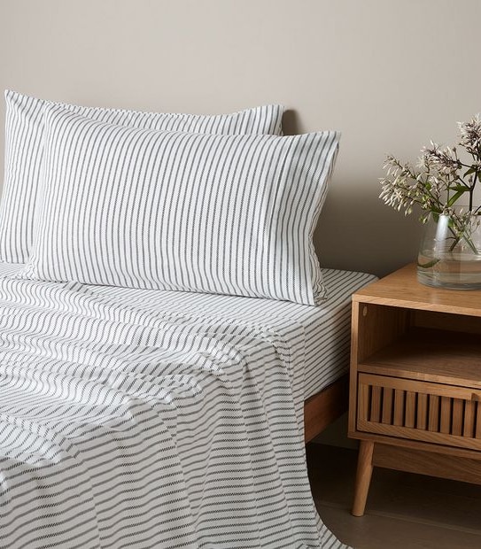 Flannelette Sheet Set - Sadler Stripe - Single Bed