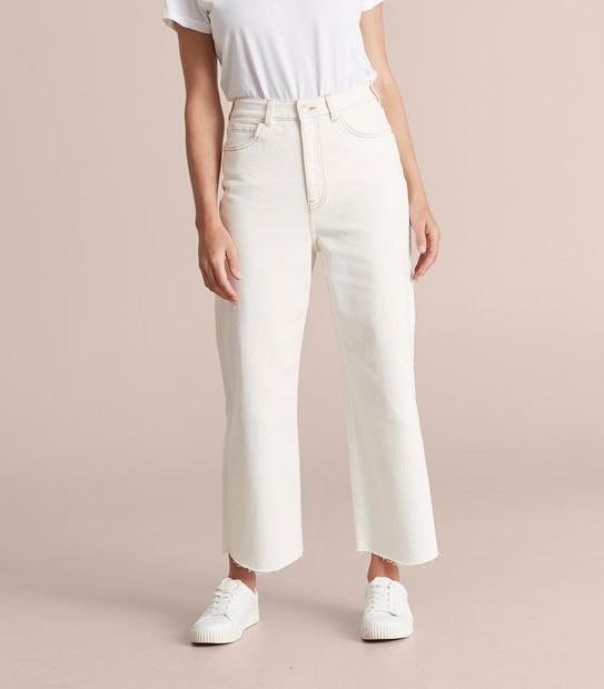 Kelsey Wide Leg High Rise Crop Length Denim Jeans