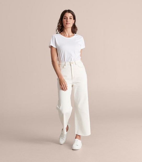Kelsey Wide Leg High Rise Crop Length Denim Jeans