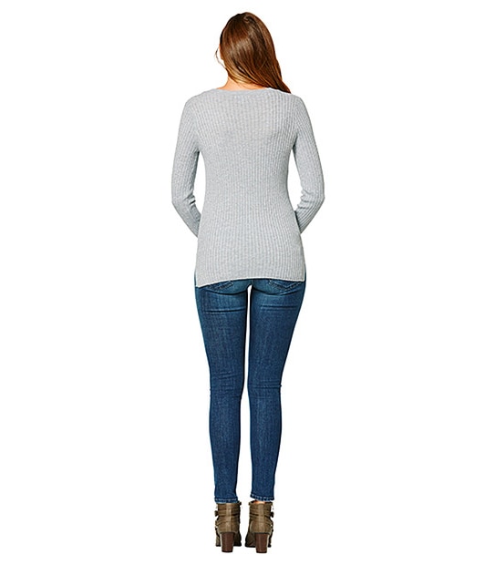 Rib V-Neck Jumper - Light Grey 2 of 5