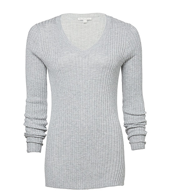Rib V-Neck Jumper - Light Grey 4 of 5