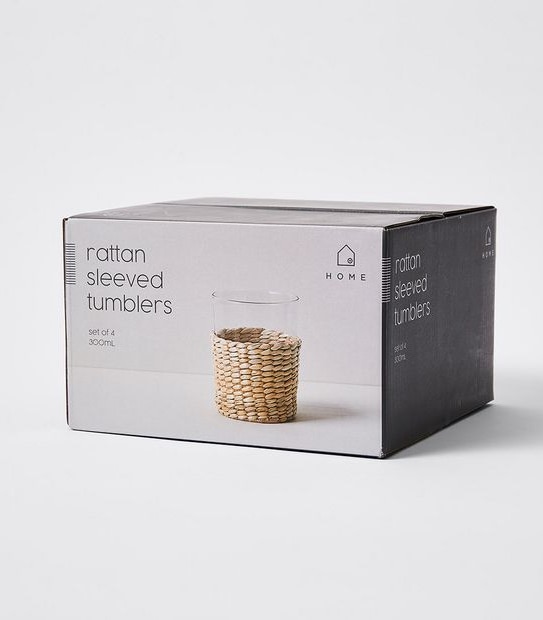 4 Pack Rattan Sleeve Glass Tumblers