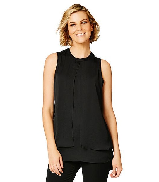 Hammered Satin Drape Front Top