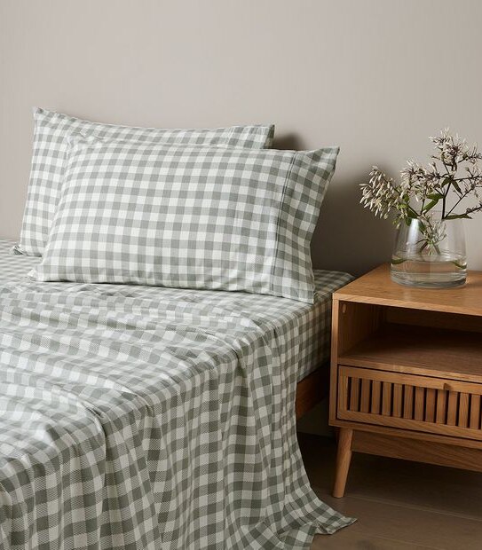 Flannelette Sheet Set Gabe Gingham Queen Bed Target Australia