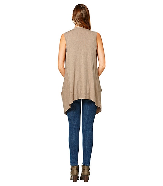 Drape Front Knit Vest - Camel