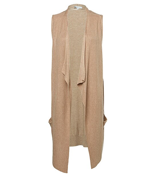 Drape Front Knit Vest - Camel