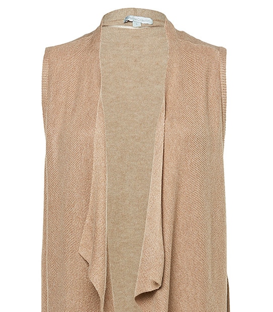Drape Front Knit Vest - Camel