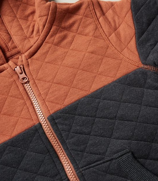 Quilted Spliced Zip Thru Hoodie
