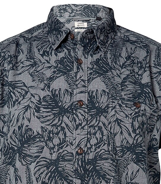 Men's Short Sleeve Shirt - Leaf Print