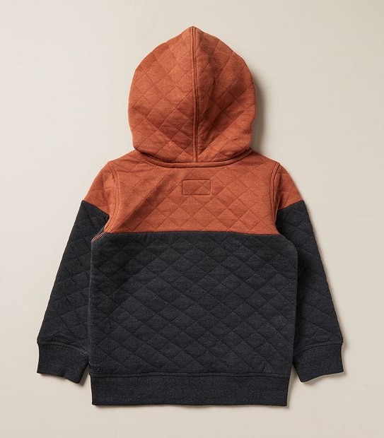 Quilted Spliced Zip Thru Hoodie