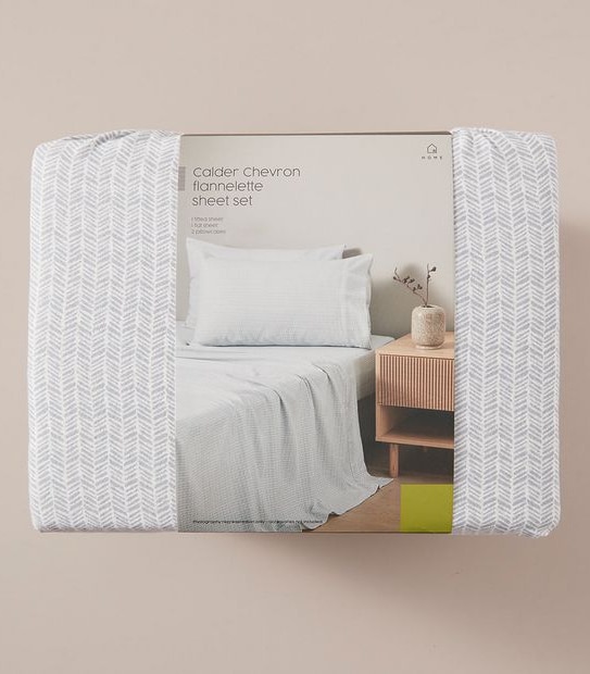Flannelette Sheet Set - Calder Chevron - King Bed