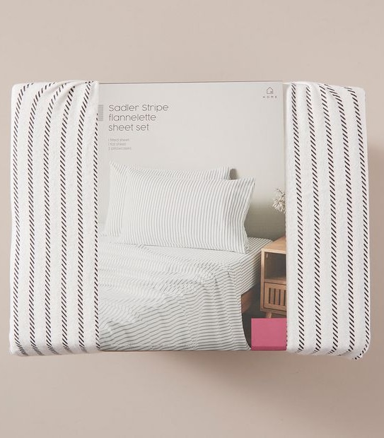 Flannelette Sheet Set - Sadler Stripe - Single Bed