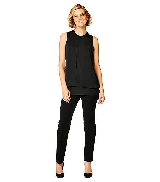 Hammered Satin Drape Front Top