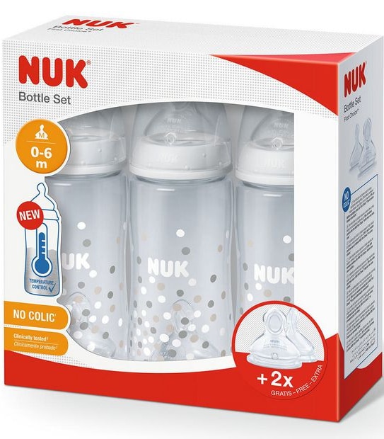 NUK First Choice+ Bottle Set - Temperature Control Trio Baby Bottles