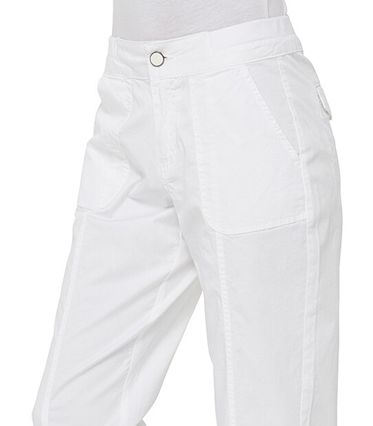 Rib Waist Crop Pants - White 4 of 4