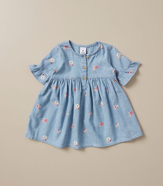 Baby Linen Blend Chambray Dress
