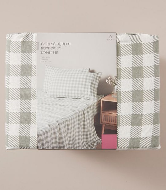 Flannelette Sheet Set Gabe Gingham Queen Bed Target Australia