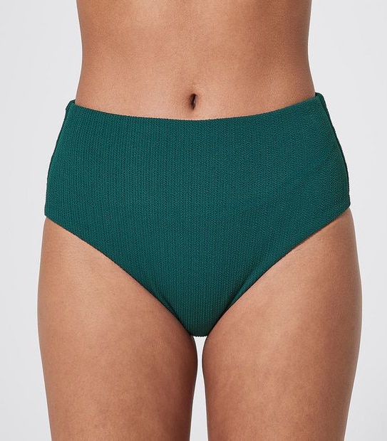 Lily Loves Ribbed High Waisted Bikini Briefs - Forest Green