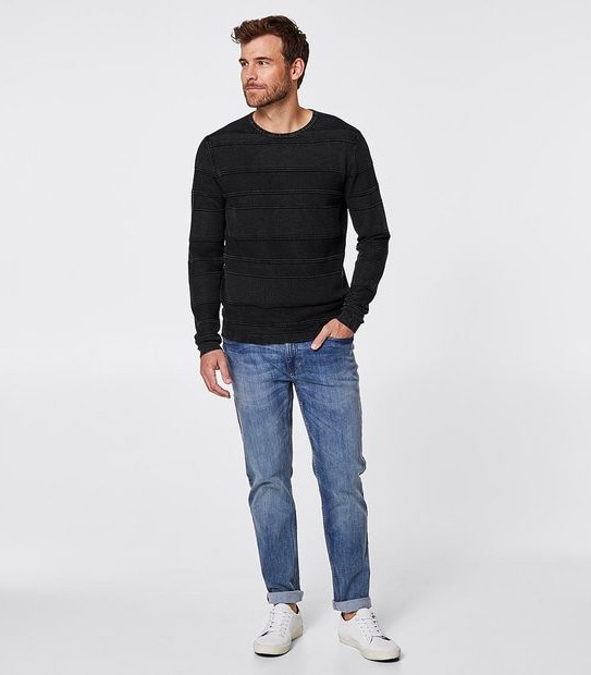 Table Knit Stripe Acid Wash Jumper