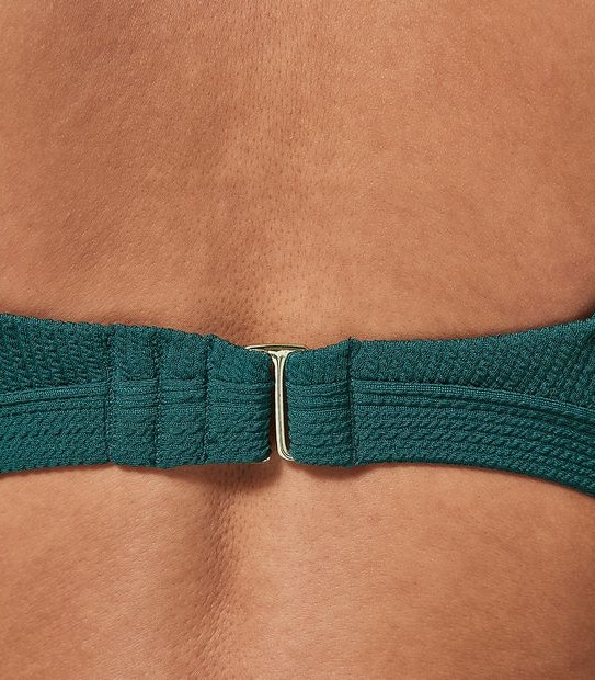 Lily Loves Ribbed Square Neck Bralette Swim Top - Forest Green
