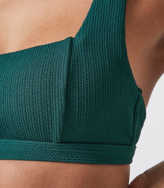 Lily Loves Ribbed Square Neck Bralette Swim Top - Forest Green