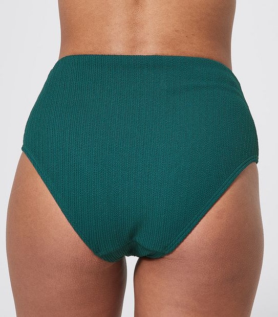Lily Loves Ribbed High Waisted Bikini Briefs - Forest Green