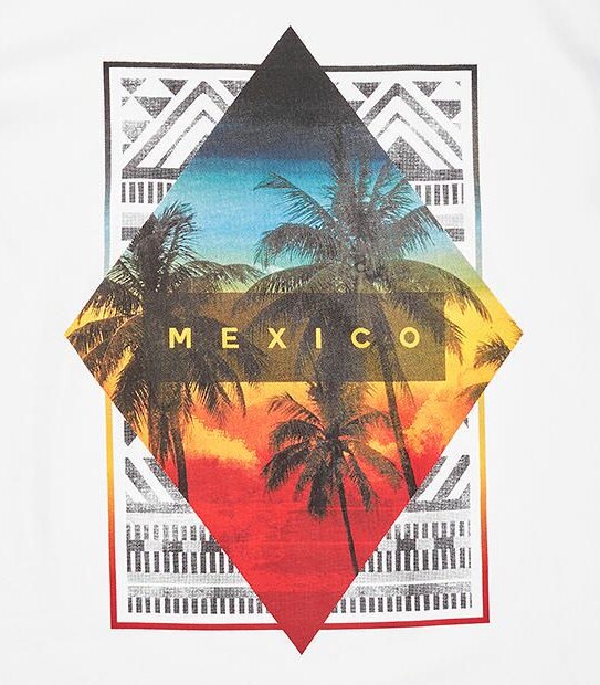 Spliced Sleeve Mexico Print T-Shirt