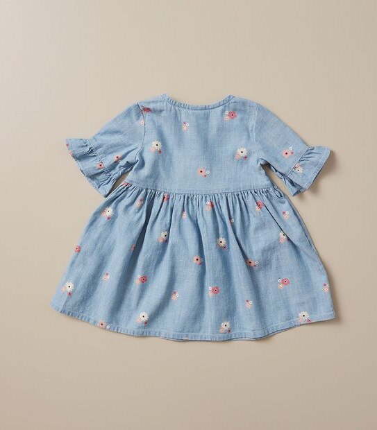 Baby Linen Blend Chambray Dress