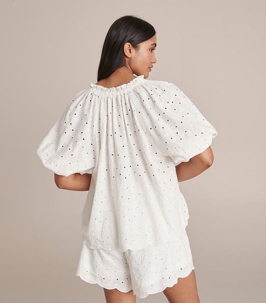 Broderie Frill Neck Blouse