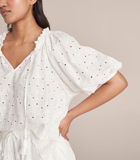 Broderie Frill Neck Blouse